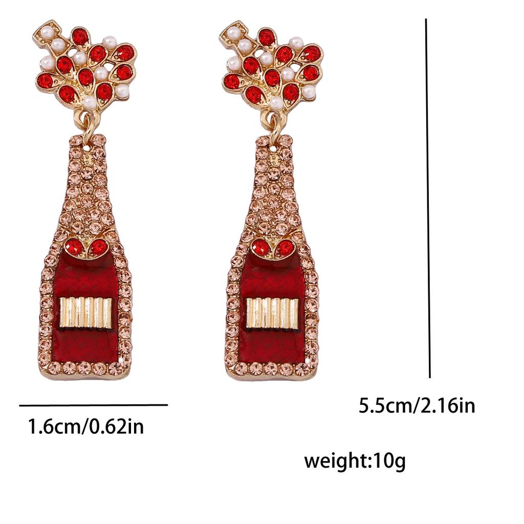 Exquisite Wine Bottle, Red Trend, Fashion Temperament, Versatile, Light Luxury Earrings, Earrings, Women