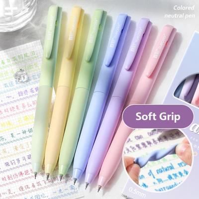 6Colors/Set Color Ink Color Gel Pen 0.5mm ST Tip Neutral Pen Fashion Writing Tools Students Gift