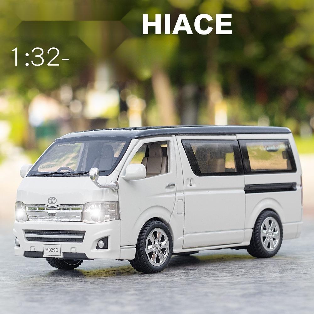1:32 Scale HIACE Toy Car Models Alloy Diecast MPV Doors Opened Pull Back Sound Light Business Travel Vehicle Presents for Boys
