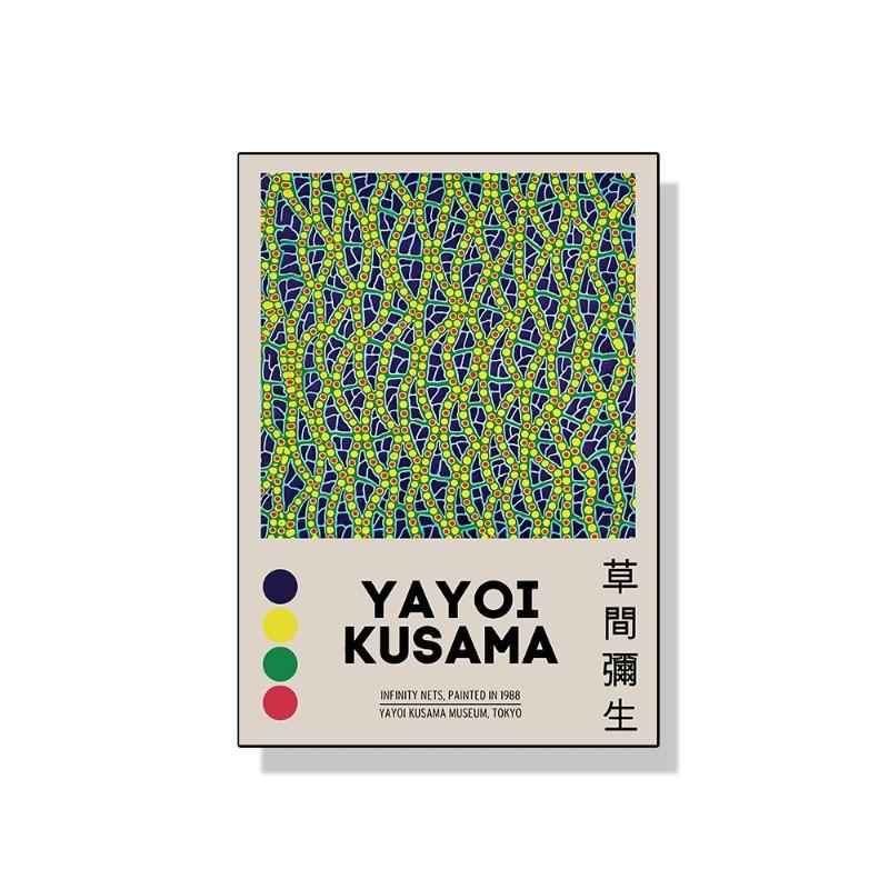 Yayoi Kusama Kunstausstellung Kürbisblume Wandkunst Poster Drucke Abstrakte Leinwandmalerei Bild für Modernes Zimmer Wohnkultur