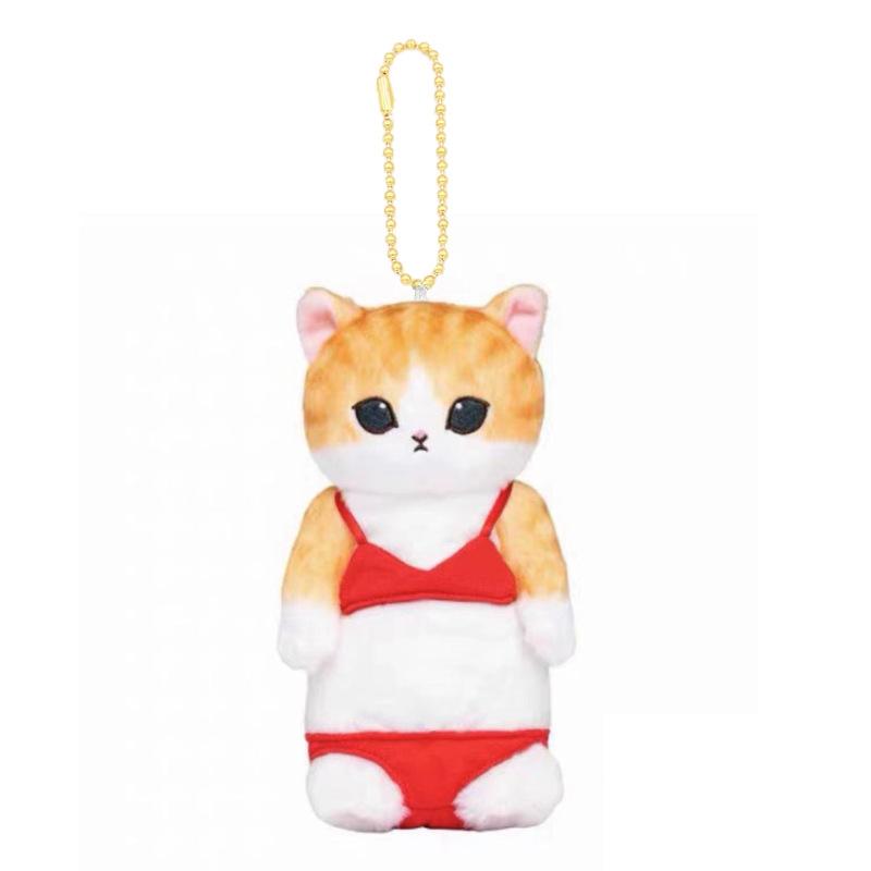 Huggable And Soft Red Bikini Shark Cat Plush Toy 14cm With Short Material Plush