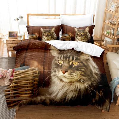 Juego de Cama Maine Coon Estampado 3D Encantador Gato Funda Nórdica Edredón Queen King Tamaño Individual Textil Hogar Decoración Dormitorio
