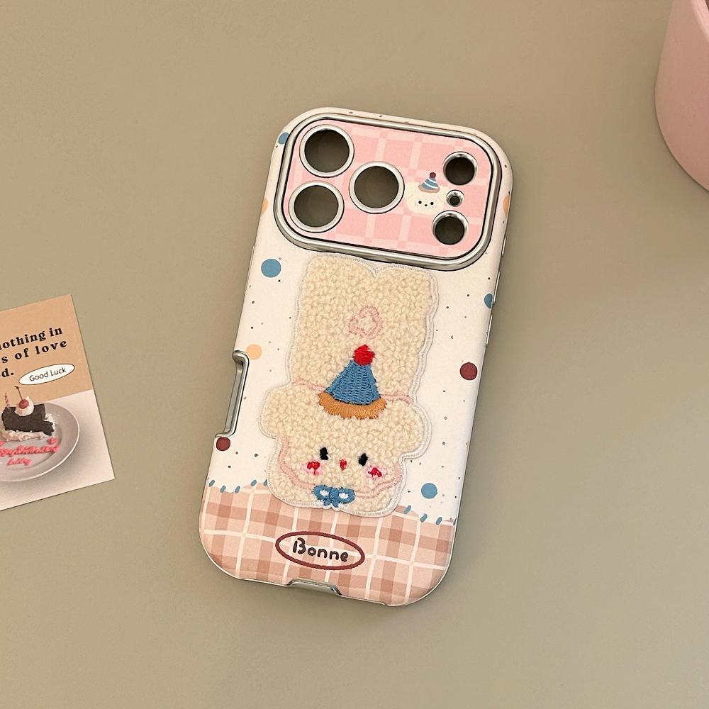Suitable for Autumn and Winter Iphone17promax Apple 16 Mobile Phone Case 15 Plush Cartoon Animals 13 Leather Mobile Phone Case