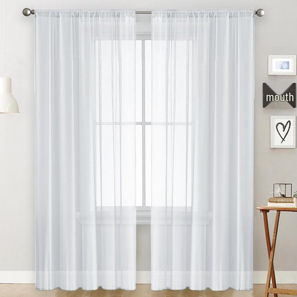 Solid Color Double String Terylene Semi-Light-Blocking Gauze Curtain