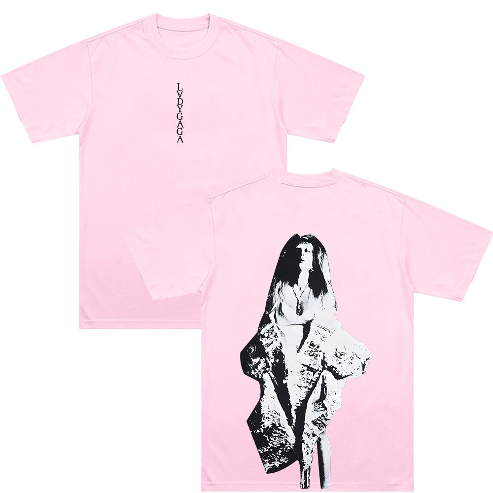 Lady Gaga Black & White Portrait T-Shirt LVDYGAGA Vintage Graphic Print T Shirt Women Men Aesthetic Street Style 100%Cotton Soft Tee Anime T-shirt