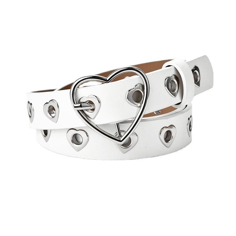 Fashionable Design Heart Decorative Womens Jeans Belt Made Of Faux Leather With Eyelet Details In Elegant Options Color