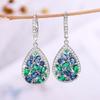 Bright Blue/Green Cubic Zirconia Drop Earrings For Women Chic Design Wedding Bride Ear Accessories Party Fashion Jewelry