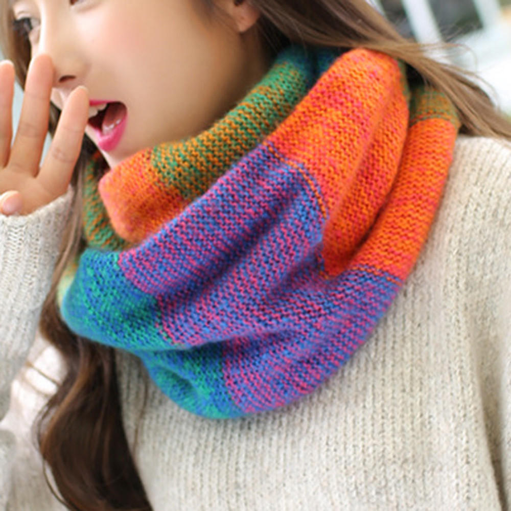 Fashion Women Warm Knit Neck Circle Cowl Snood Multi-purpose Scarf