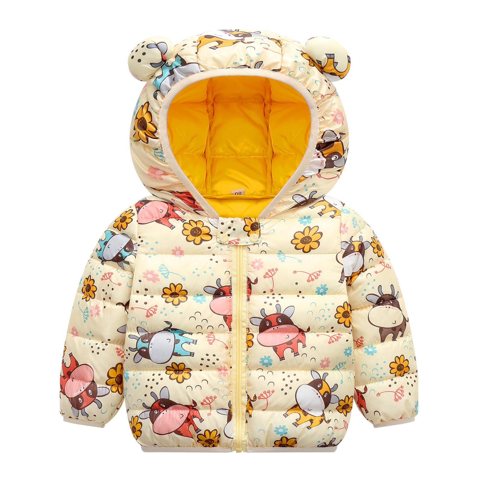 

Зимние пальто для мальчиков и девочек, детская куртка на молнии с толстыми ушами, зимняя толстовка с капюшоном, одежда 80 бежевый