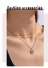 Colorful Oval Shell Pendant Necklace In Gold Plated Titanium Steel