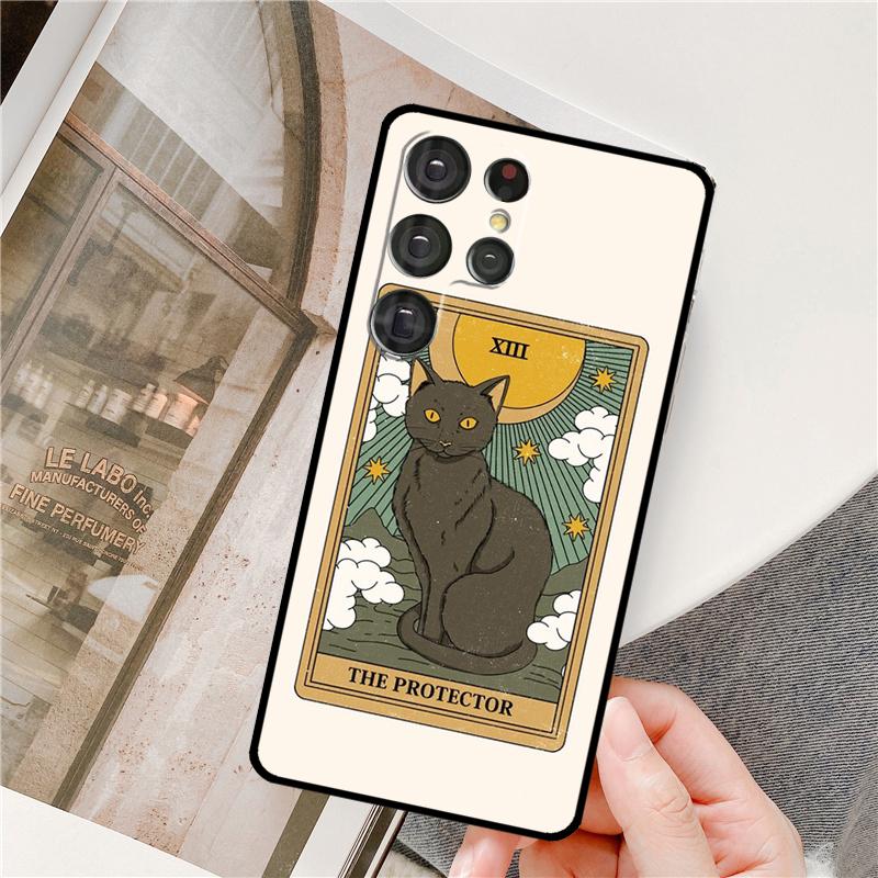 Tarot Card Cute Art Cats Phone Case For Samsung Galaxy S24 Ultra S9 S10 S20 S22 S21 Plus S23 FE S25 Ultra Full Cover