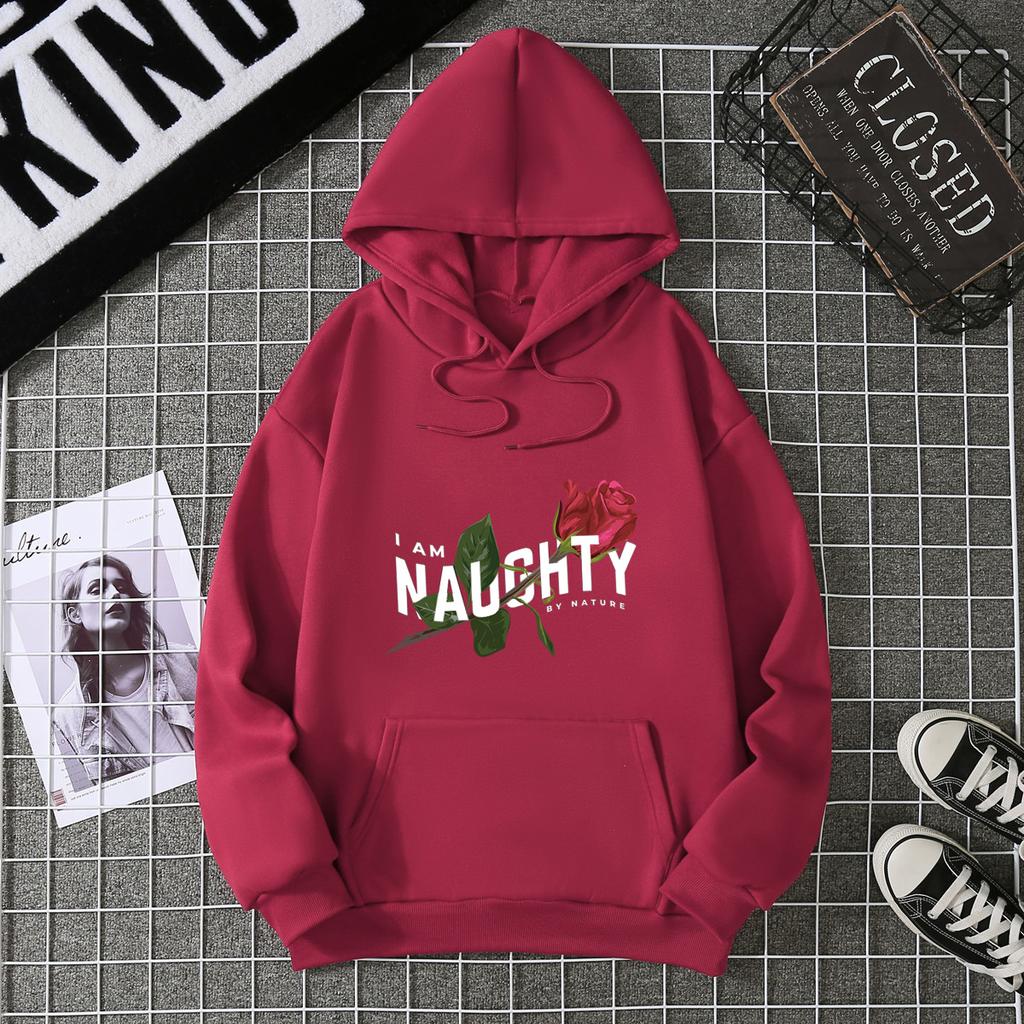 Women's Real Shot American Plant-printed Sweater Hooded Autumn and Winter New Men's and Women's Models