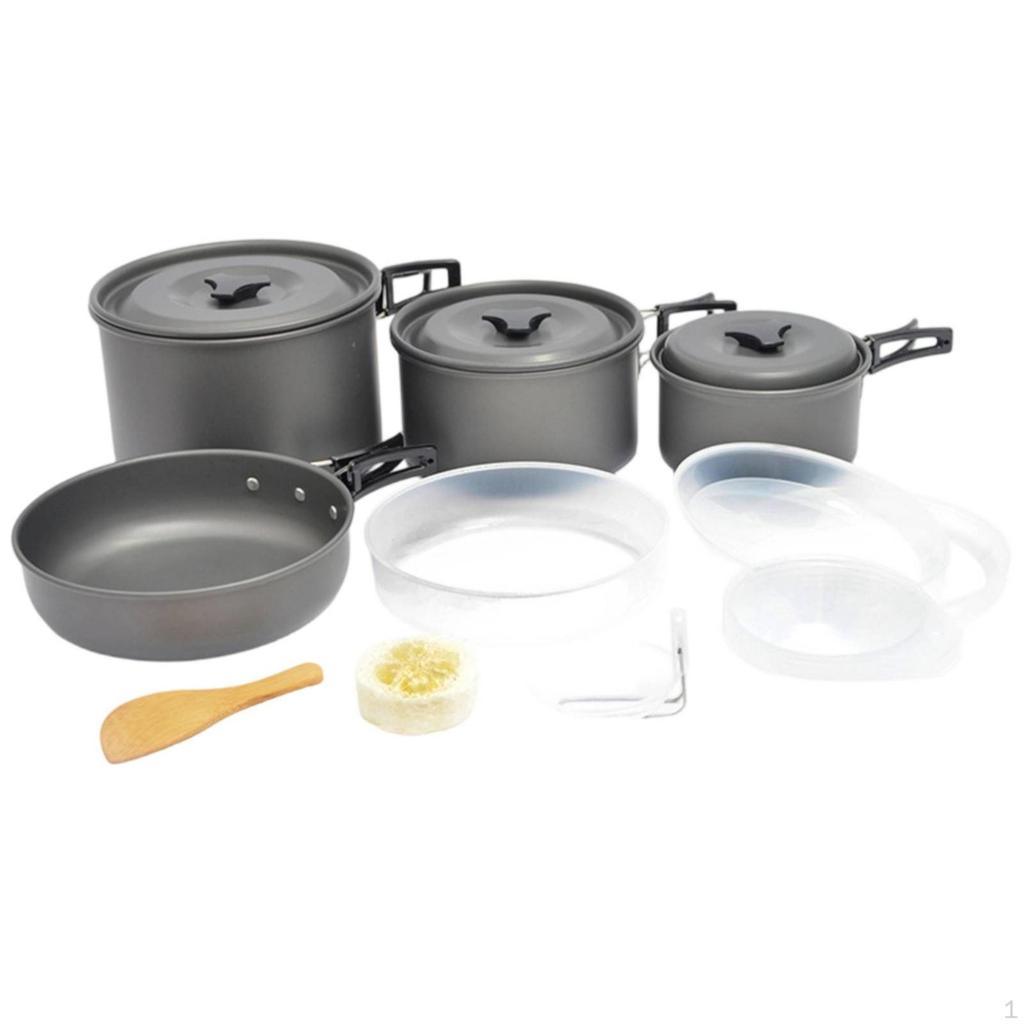 Anodized Aluminum Cookware Set Non Nonstick Camp Pot Easy To Clean Portable Camping Kit for