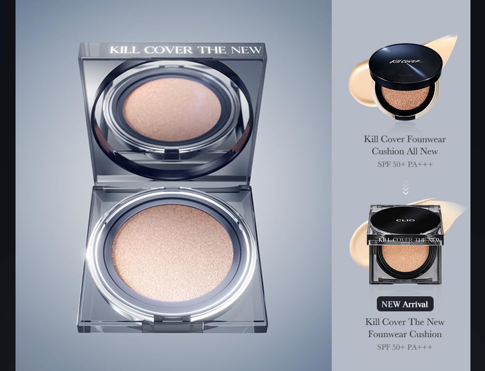 CLIO Kill Cover The New Founwear Cushion Full + Mini Size Set [Amazon.co.jp Exclusive] (THE NEW FOUNWEAR CUSHION 02 LINGERIE, 1 Piece)