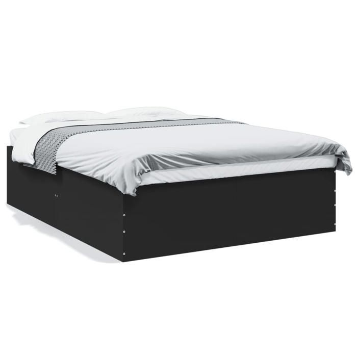 VidaXL Cadre de lit noir 160x200 cm bois d'ingénierie, meuble de chambre à coucher, sommier, lit à panneaux, lit, lit 3280910