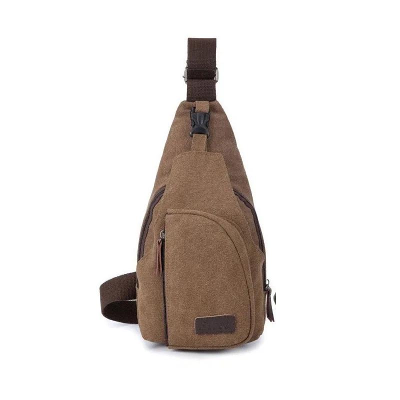 2022 Brandneu Herren Vintage Canvas Leder Umhängetasche Sling Brusttasche Multifunktional Outdoor Kleine Umhängetasche