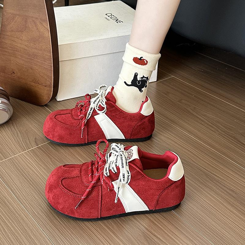 Повседневные женские осенние новые универсальные толстоподошвенные туфли с большой головой, уродливо-милые, как хлеб 35 красный