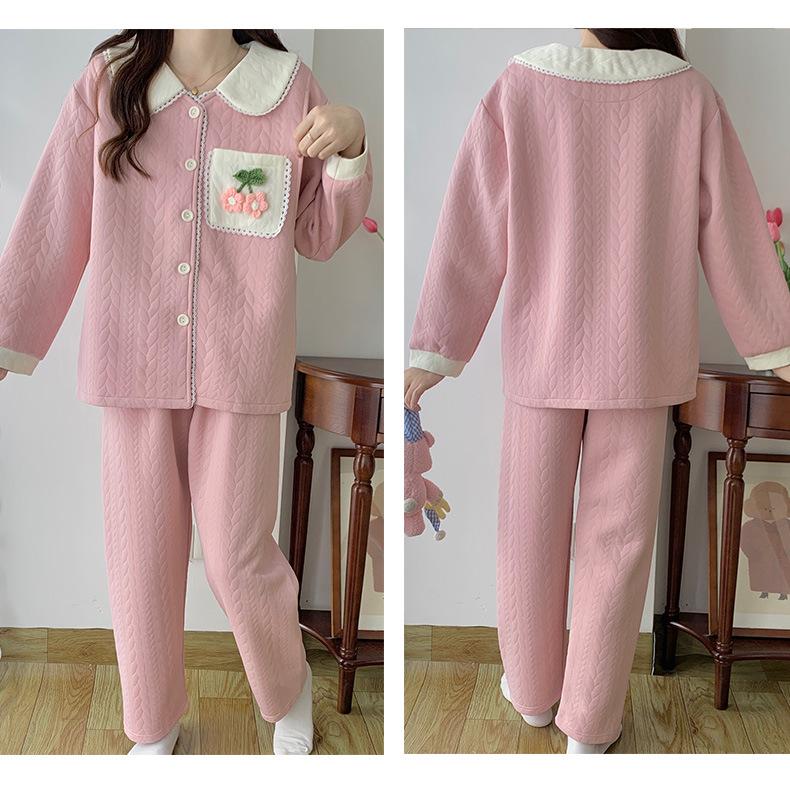 Air Cotton Layered Maternity Pajamas for Autumn/Winter - Breastfeeding & Postpartum Homewear