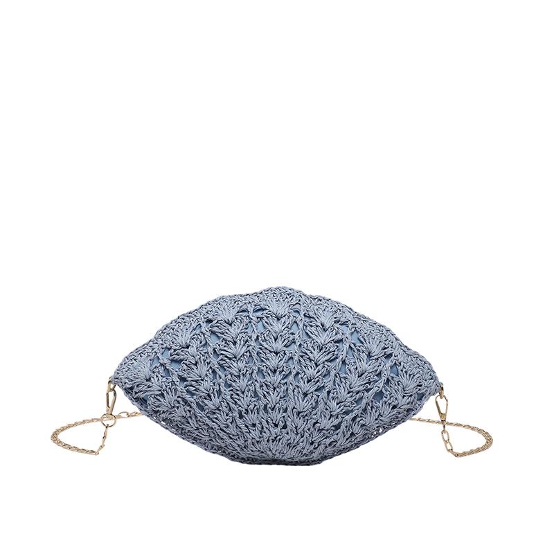

Summer Shell Shape Solid Straw Chains Youth Crossbody Bags for Women Vacati Holiday Handmade Crochet Woven Beach Shoulder Bag синий