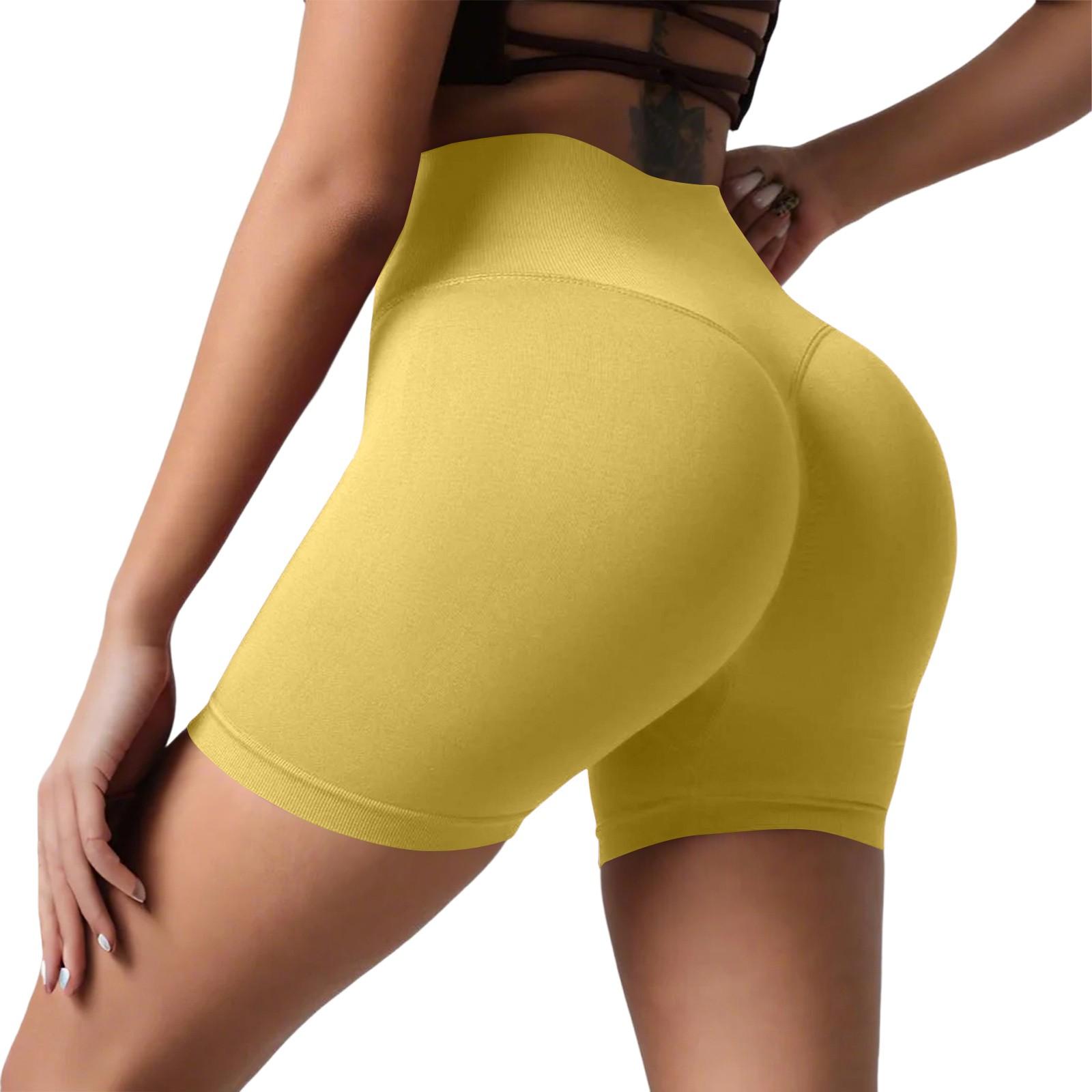 

Женские повседневные шорты для йоги Peach Butt с высокой талией, для занятий фитнесом, телесного цвета, с высоким отскоком, для бега, три четверти XL жёлтый