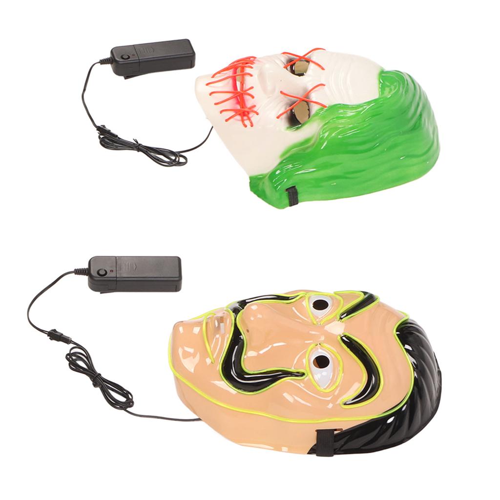 2PCS LED Face Cover 3 Lighting Modes El Safe Comfortable Light Up Halloween Face Cover for Party