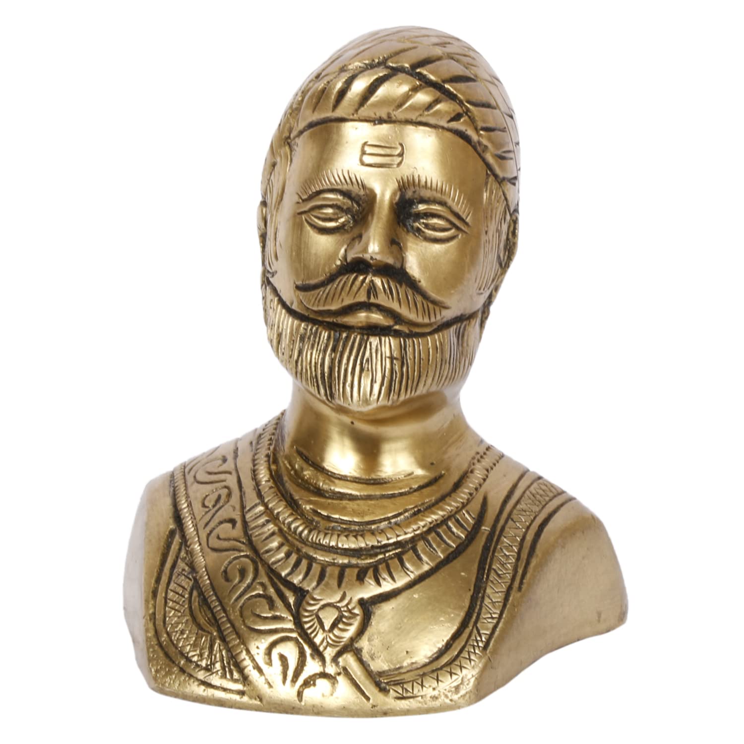 Оригинальный латунный бюст-идол Чатрапати Шиваджи Махараджа, золотой цвет - 3,25 дюйма