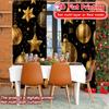 Set Of 2 Flat Printing Golden Festivities Popular Creative Curtains Durable Polyester Fabric Decorations Perfect Made