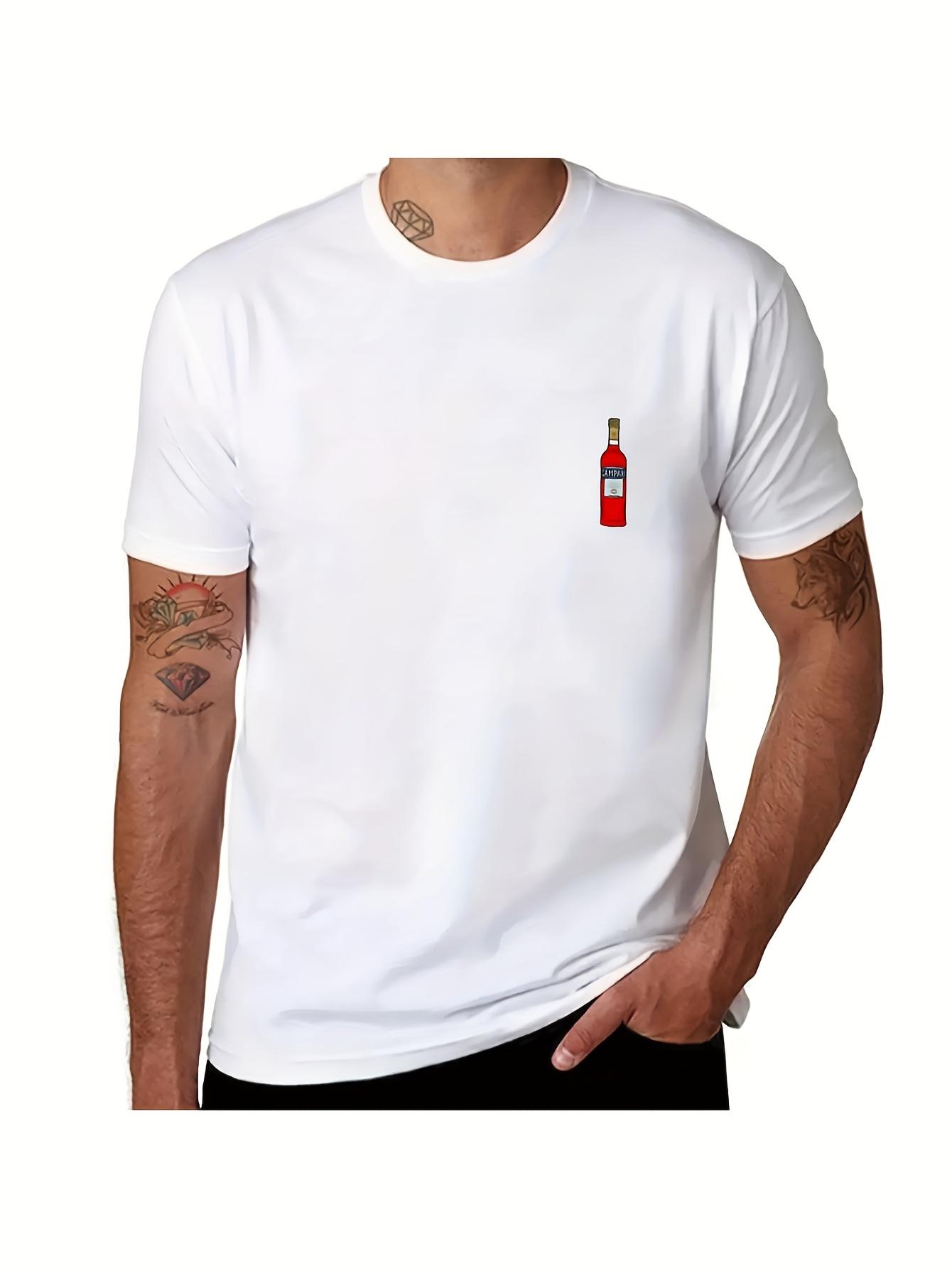 THE CAMPARI Men s Quick-Dry Casual T-Shirt with Left Chest Campari Bottle Graphic Print XXL