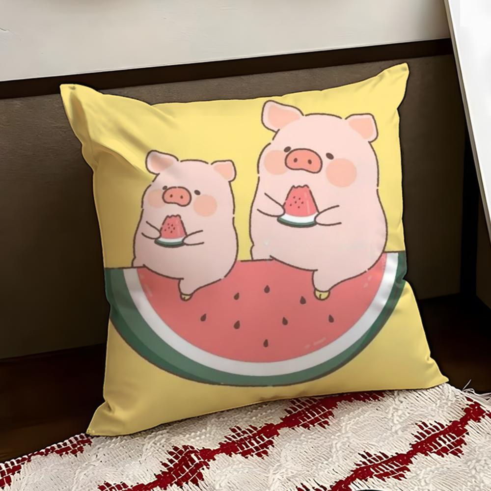 Cartoon LLulu Pig Pink Cushion Cover Reversible Soft Durable Pillow Cover Home  Car MultiScene Use for Daily Comfort
