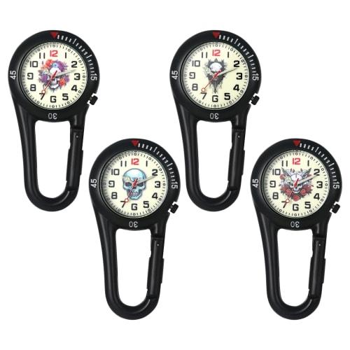 Skull Keychain Clip Watch: Luminous Analog Skull Pendant Watch, Perfect for Backpacks, Hiking, and Outdoor Activities - Halloween Gift