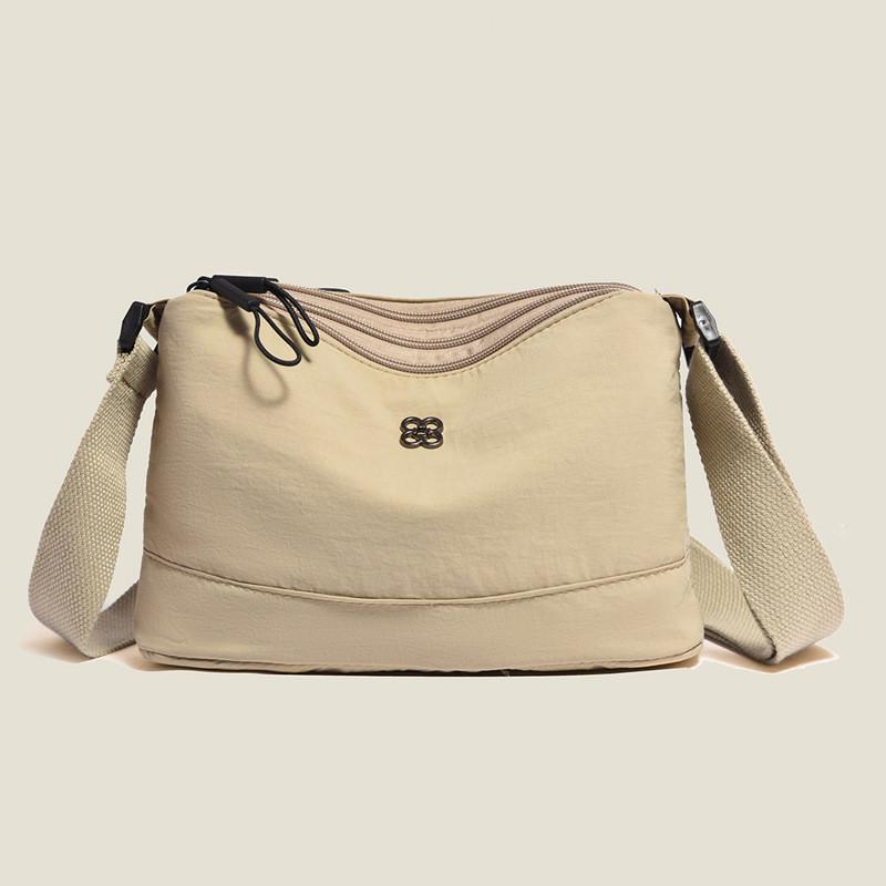 IELGY Simple Solid Color Nylon Messenger Bag Casual Large Capacity Multi-Compartment Shoulder Bag