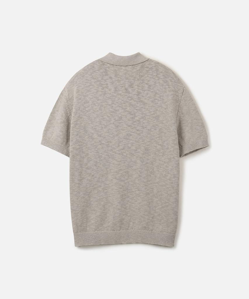 247Silijeu Crochet Cotton Collared Neck Knit Top Gray