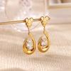 Stainless Steel Clover Snake Earrings Dainty Golden Imitation Pearl Anti Fading Earring Women Wedding Jewelry Accessories Gifts