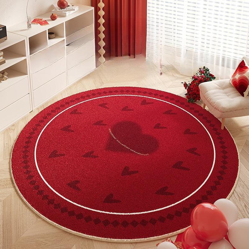 Tapis Forme Cœur pour Chambre à Coucher Moelleux Doux Tapis de Sol de Chevet Épais Velours Décoration de Salon Tapis Rouge Lavable Tapis de Vestiaire 80x80CM brown