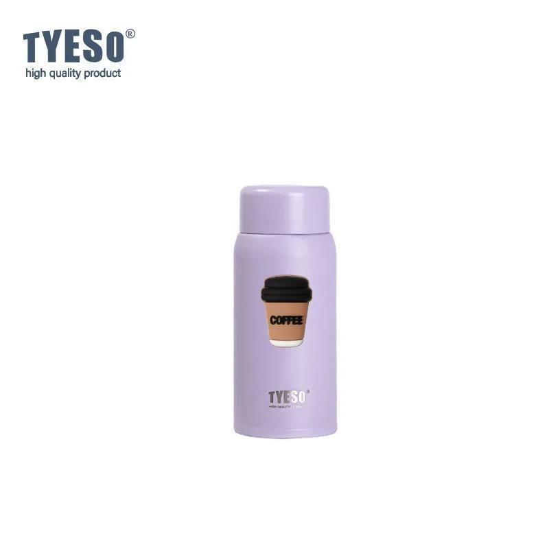 Tyeso 150ml Pocket Insulated Water Bottle Stainless Steel Compact Slim Design High Aesthetic Appeal Cute Perfect for Work Office with Coffee Sticker