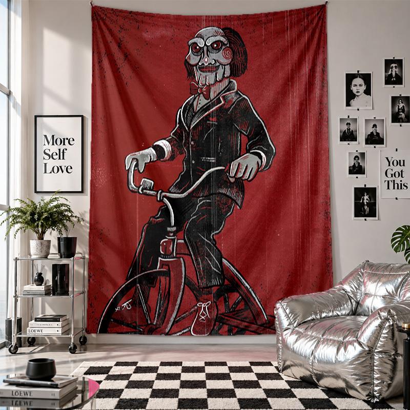 Wall TapestrySaw Billy the Puppet Art Hanging Cloth Decorative Background Cover for Room Decoration