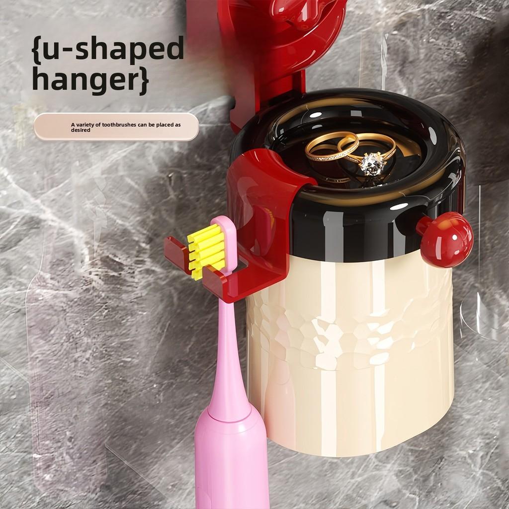 Plastic Suction Cup Toothbrush Holder And Cup Set For Bathroom Organization