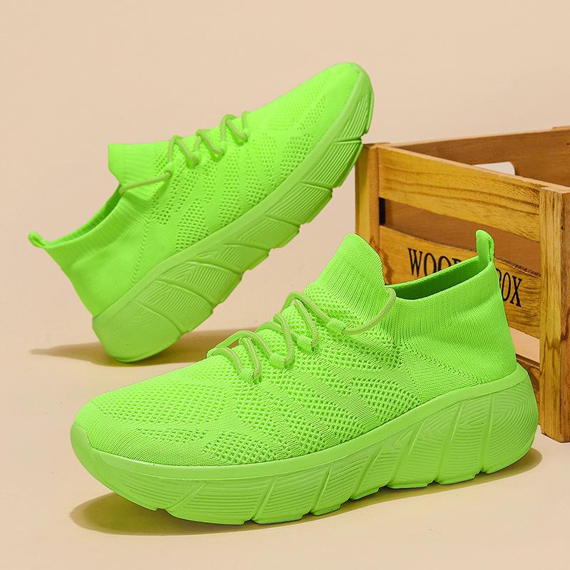 Spring Knit Socks Shoes Men Orange Sneakers Mesh Platform Men's Casual Sneakers Mens Breathable Running Shoes Women Sports Shoes