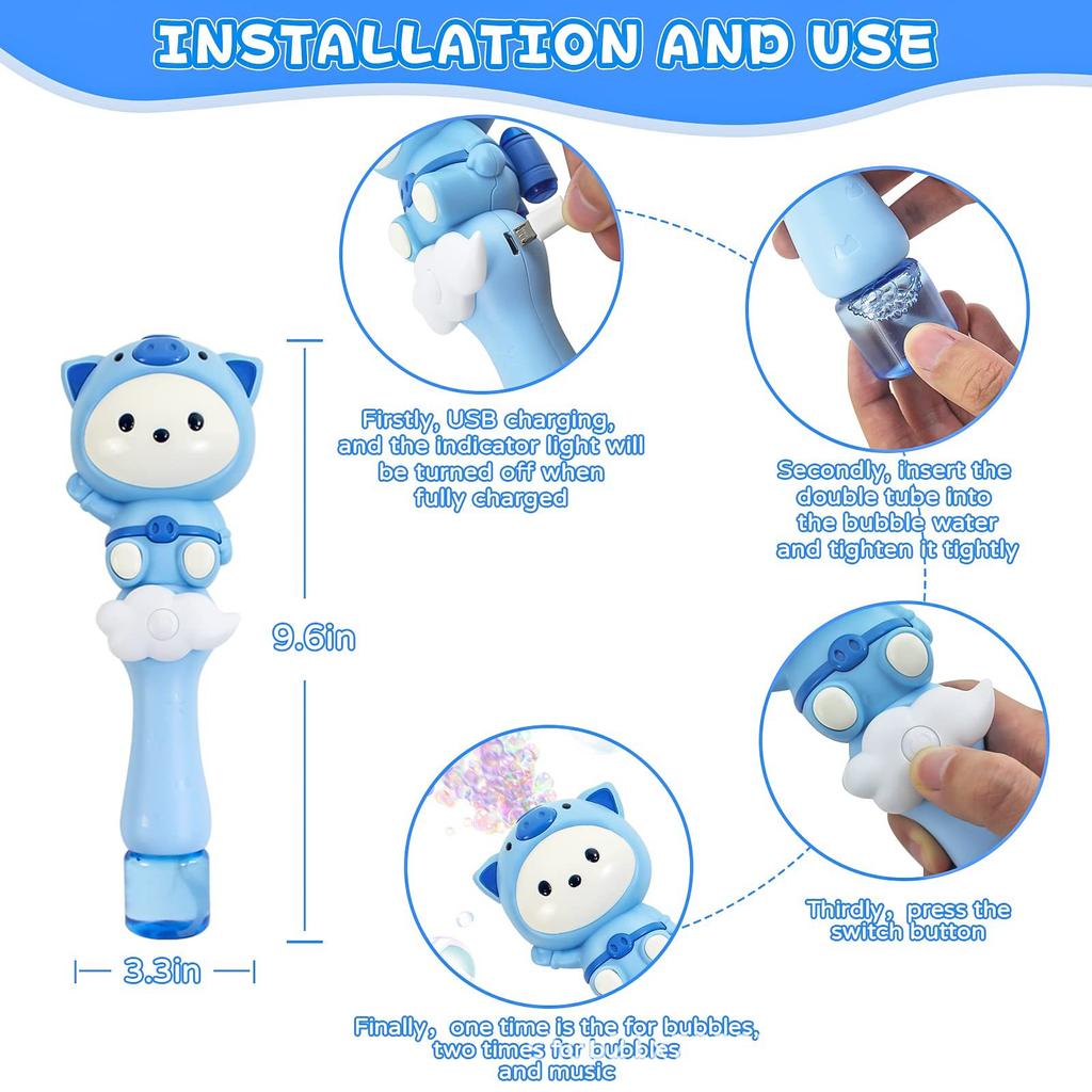 Cartoon Cute Pig Electric Bubble Gun Kids Toy Bubbles Machine Automatic Soap Blower with Light Outdoor Party bubble house Gift