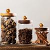 Glass Food Storage Jar with Wood Lid Airtight Sealed Clear Container for Coffee Beans Nuts Spice Candy Moisture-proof Storage