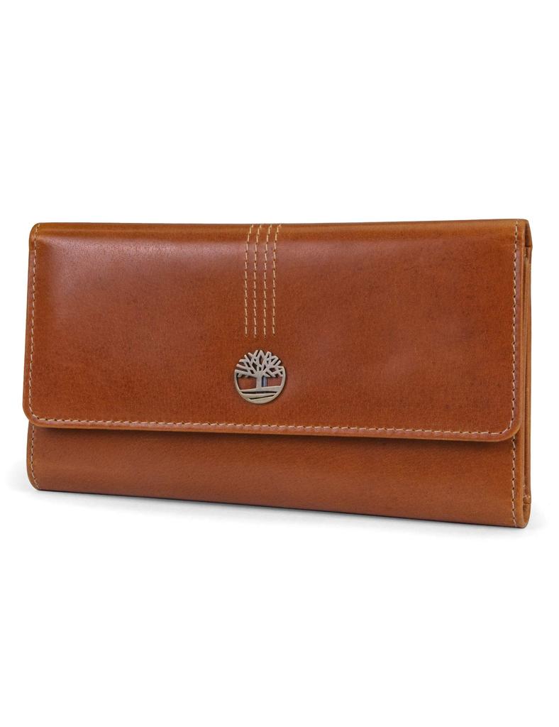 Timberland Leather RFID Flap Wallet Clutch Organizer Cognac One Size Women's Wallet, (Buff Apache),