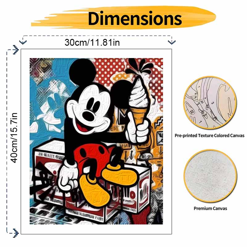 Disney Mickey Mouse Pop Art oil paint by numbers painting kit handmade diy home decor gifts wall art canvas picture craft supplies