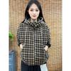 2025 Winter Plaid Print Hooded Cotton Coat with Plus Velvet - Casual, Stylish, Age-Defying Jacket for Women