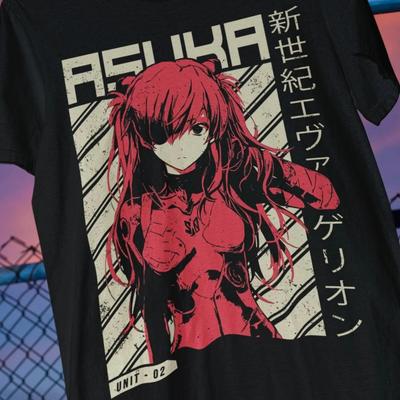 2026 New Evangelion Shirt, Asuka Langley Parent-child T-Shirt, Rei, Shinji Nerv Eva Aesthetic Manga Streetwear Anime Gift Uni...