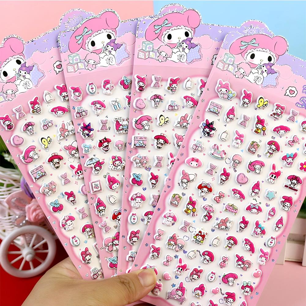 Kawaii Sanrio 3D Puffy Stickers Cute Anime Kuromi My Melody Cinnamoroll Bubble Sticker Decorative Luggage Laptop Decals Toy Gift