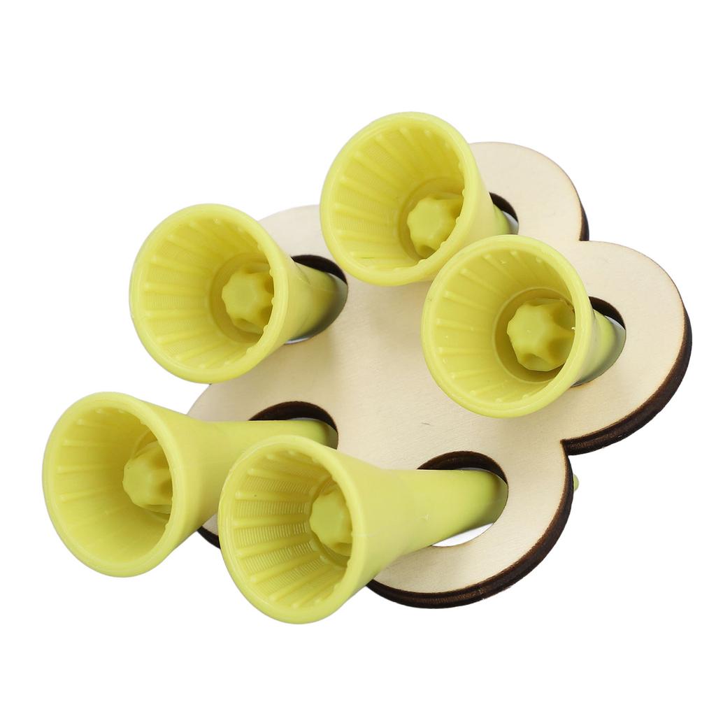 Bee Drinking Cup with Wooden Stand 5 Cups Plastic Water Dispenser Watering Station for Thirsty