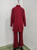 Ensemble trois pièces unicolore pour femme Printemps/Automne 2026: Haut à col rond, Manches courtes, Pantalon long, Manteau de longueur moyenne