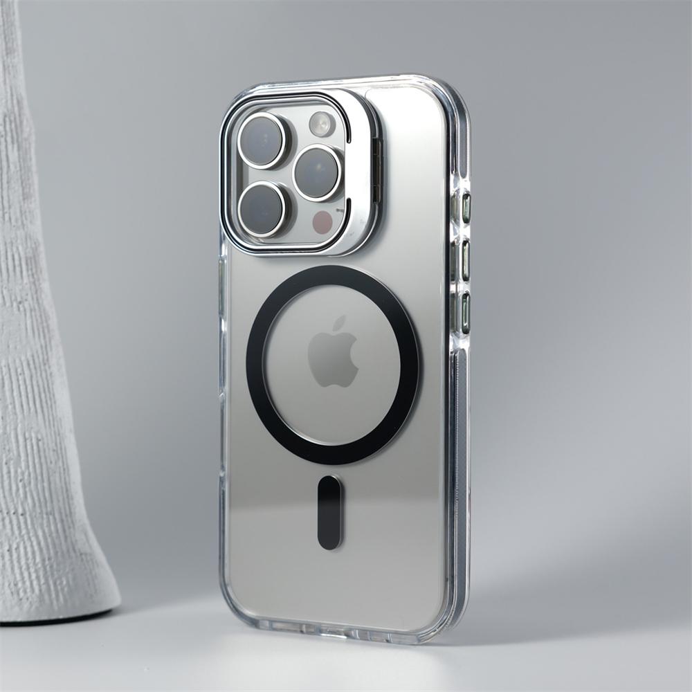 Luxury Lens Holder Shockproof Magnetic Case For iPhone 16 15 14 Plus 13 12 17 Pro Max 17Air 16e Magsafe Fashion Clear Cover