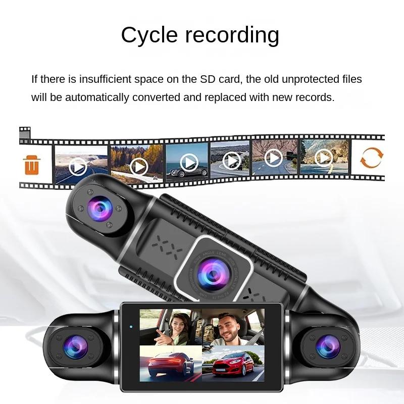 Four Lens Driving Recorder, 4 Recording 4 Screen Display, 1080P Night Vision, GPS, Loop Recording, WiFi Connection Camera