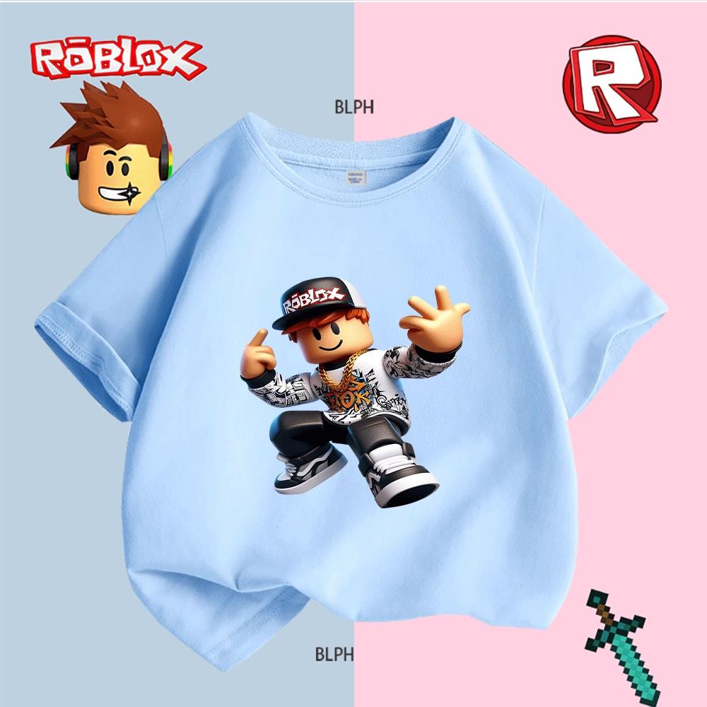 Roblox-Inspired Graffiti Print Kids T-Shirt, Cool Streetwear Style for Boys/Girls, Trendy Casual Tee with Hip-Hop Vibes